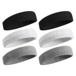 6pack Sweatbands Sports Headband for Men & Women - Moisture Wicking Athletic Cotton Terry Cloth Sweatband ,Cooling Moisture Wicking Headbands